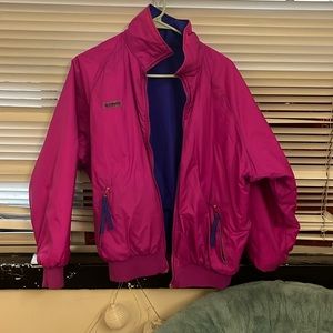 Columbia wind breaker jacket pink and blue